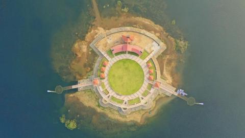 Aerial view of Patratu Dam lake resort